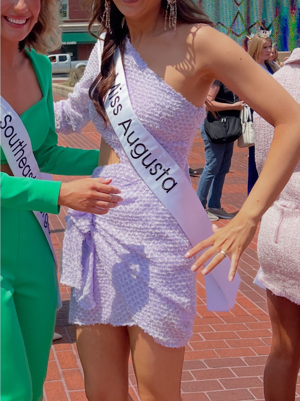 One-Shoulder Lavender Textured Cut-Out Mini Dress